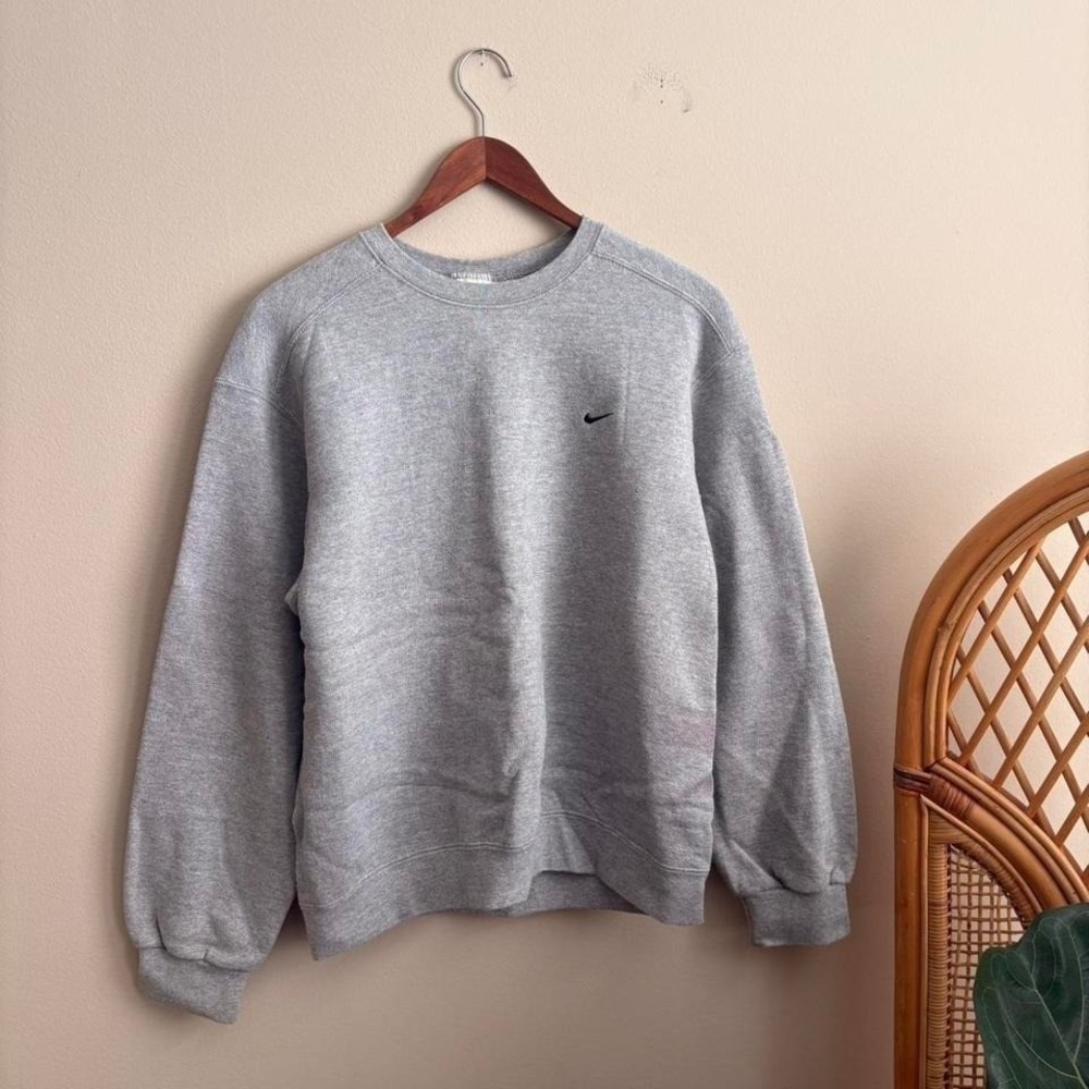 Vintage 1990's Made in USA Authentic Nike Sportswear Small Check Gray Pullover